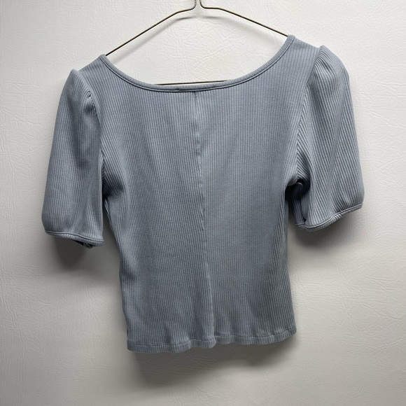 Reformation light blue wide crew neck crop top size L - Picture 3 of 5
